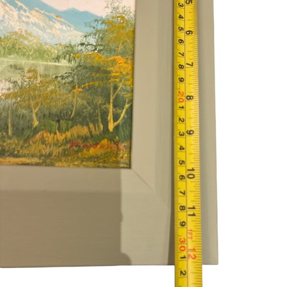 Original Art Landscape Oil Painting on Canvas Fall Colours Lake Mountain Framed - Picture 5 of 10